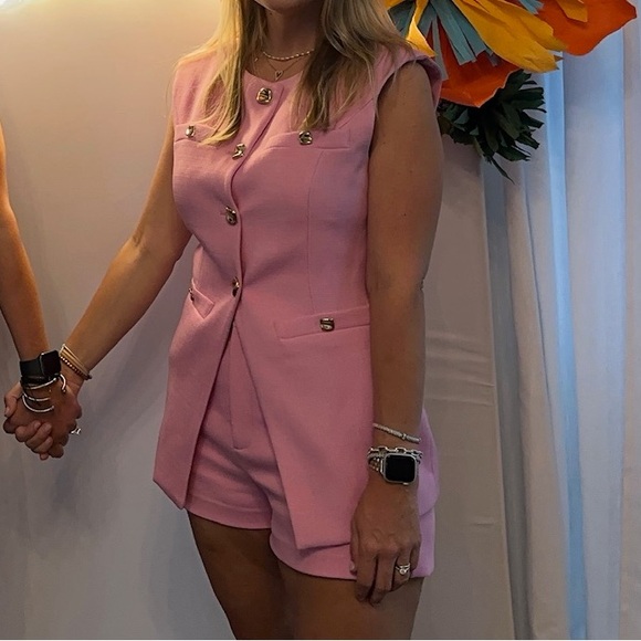 Endless Rose Pink Sleeveless Blazer and Shorts Set - Picture 2 of 2